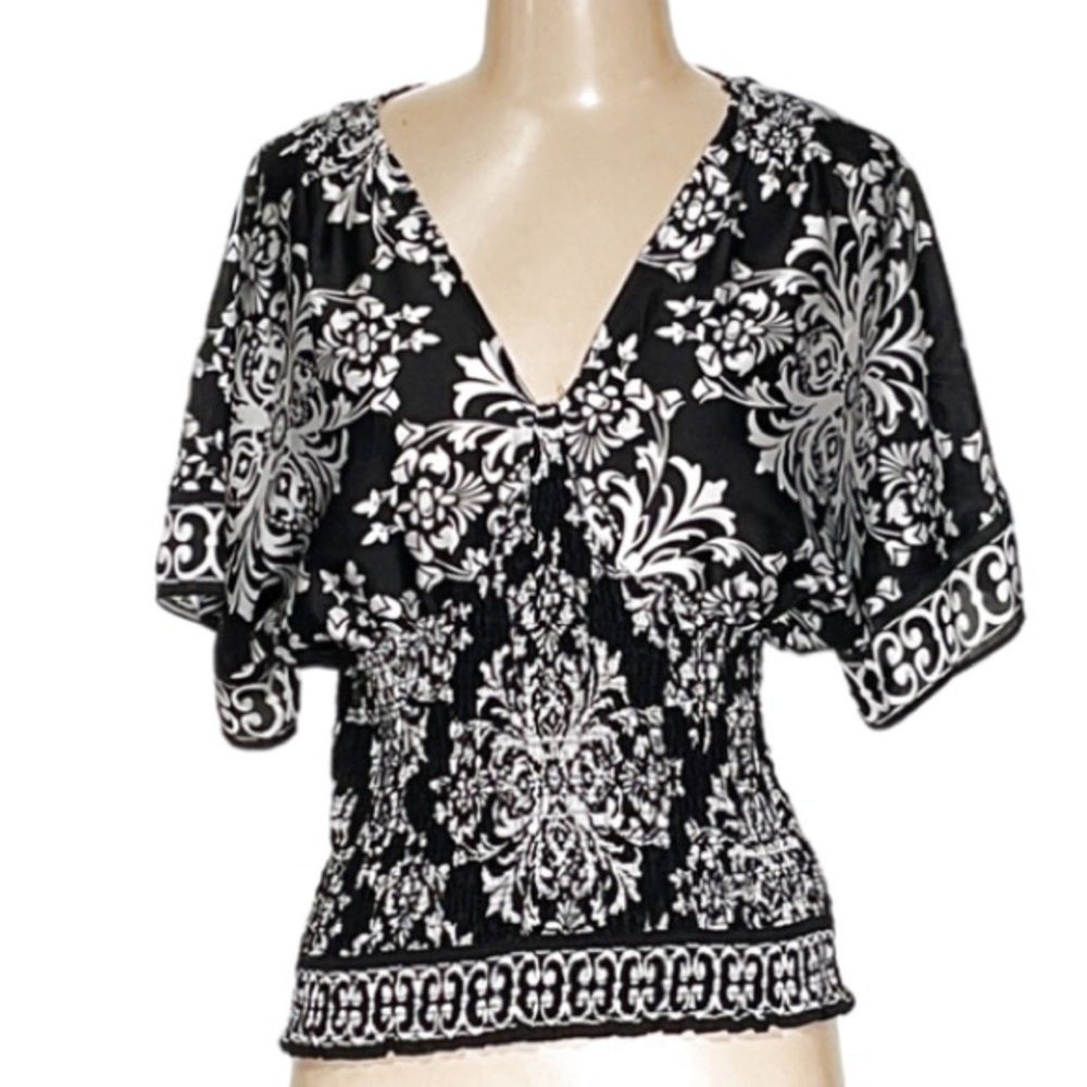 Bustier Top White House Black Market Black &White Blouse Shirt